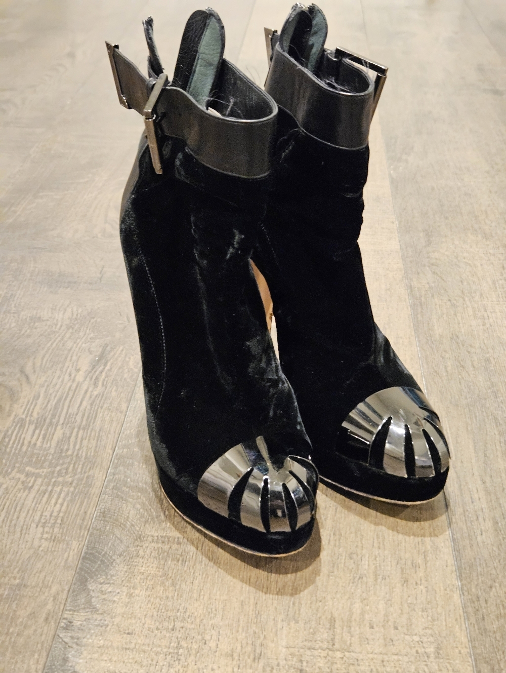 Versus by Versace black velvet ankle Boots